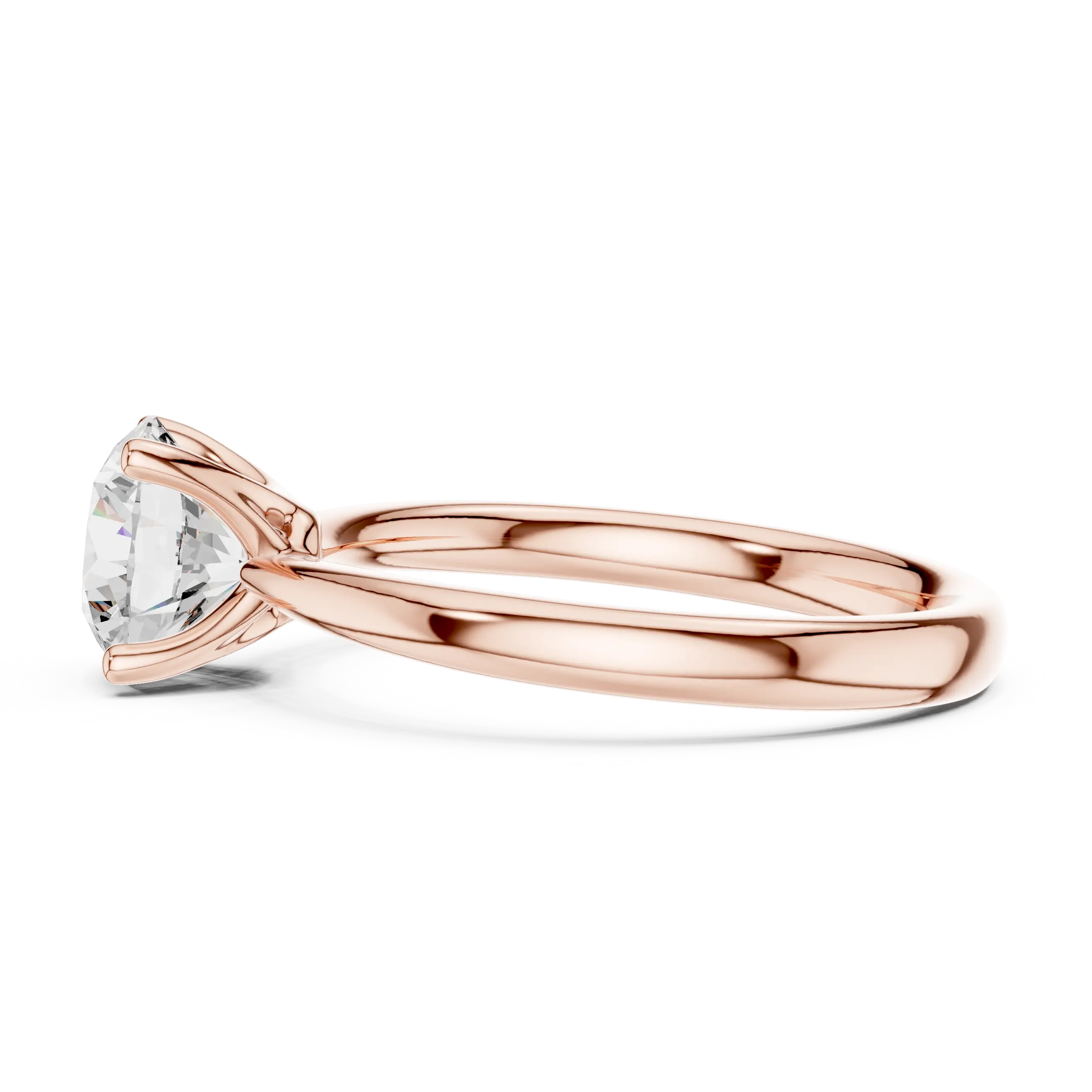 Round Brilliant Diamond Petal Solitaire Ring in 10k Yellow Gold