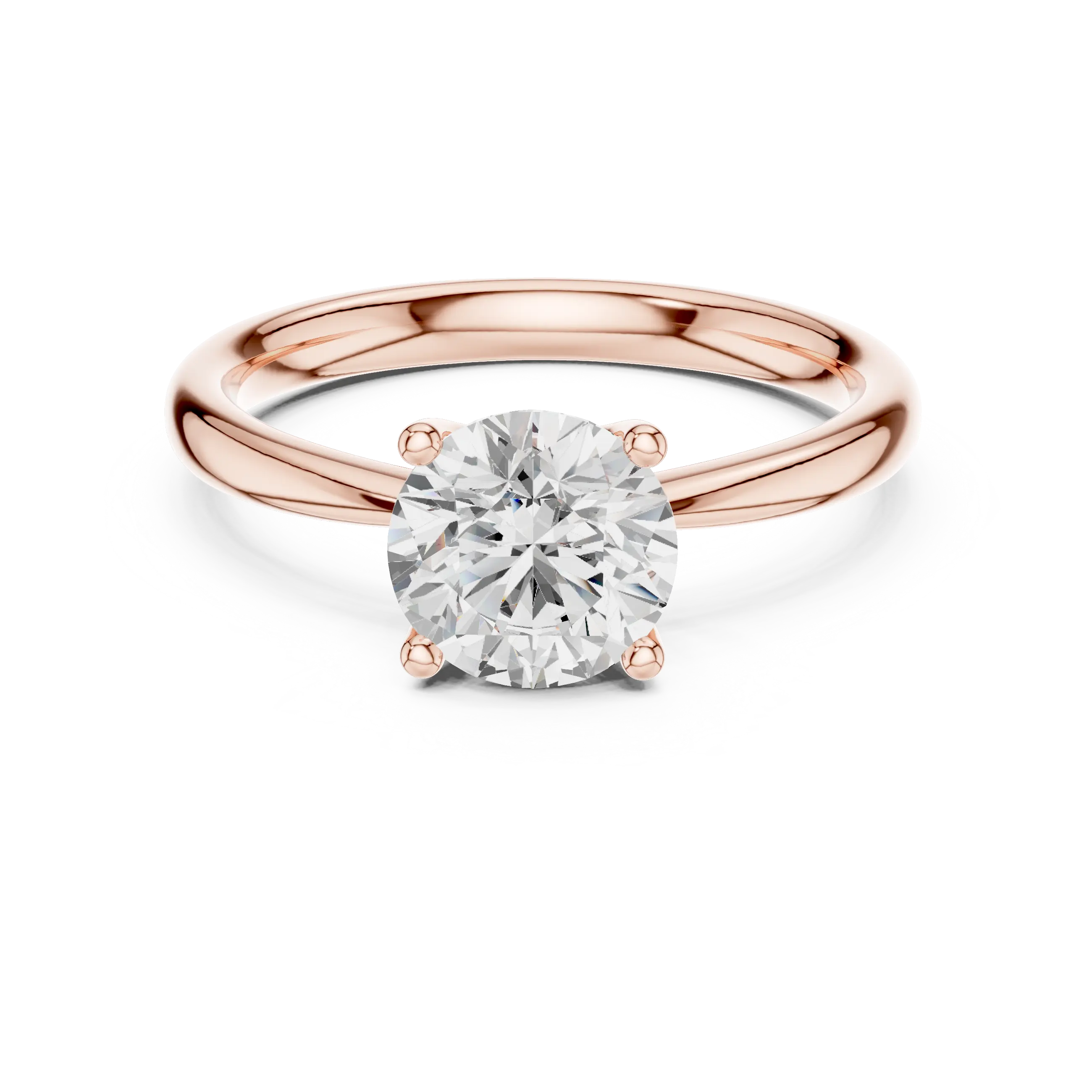 Round Brilliant Diamond Petal Solitaire Ring in 10k Yellow Gold