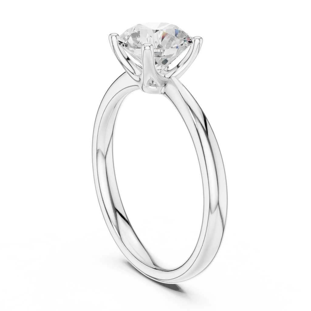 Round Brilliant Diamond Petal Solitaire Ring in 10k Yellow Gold