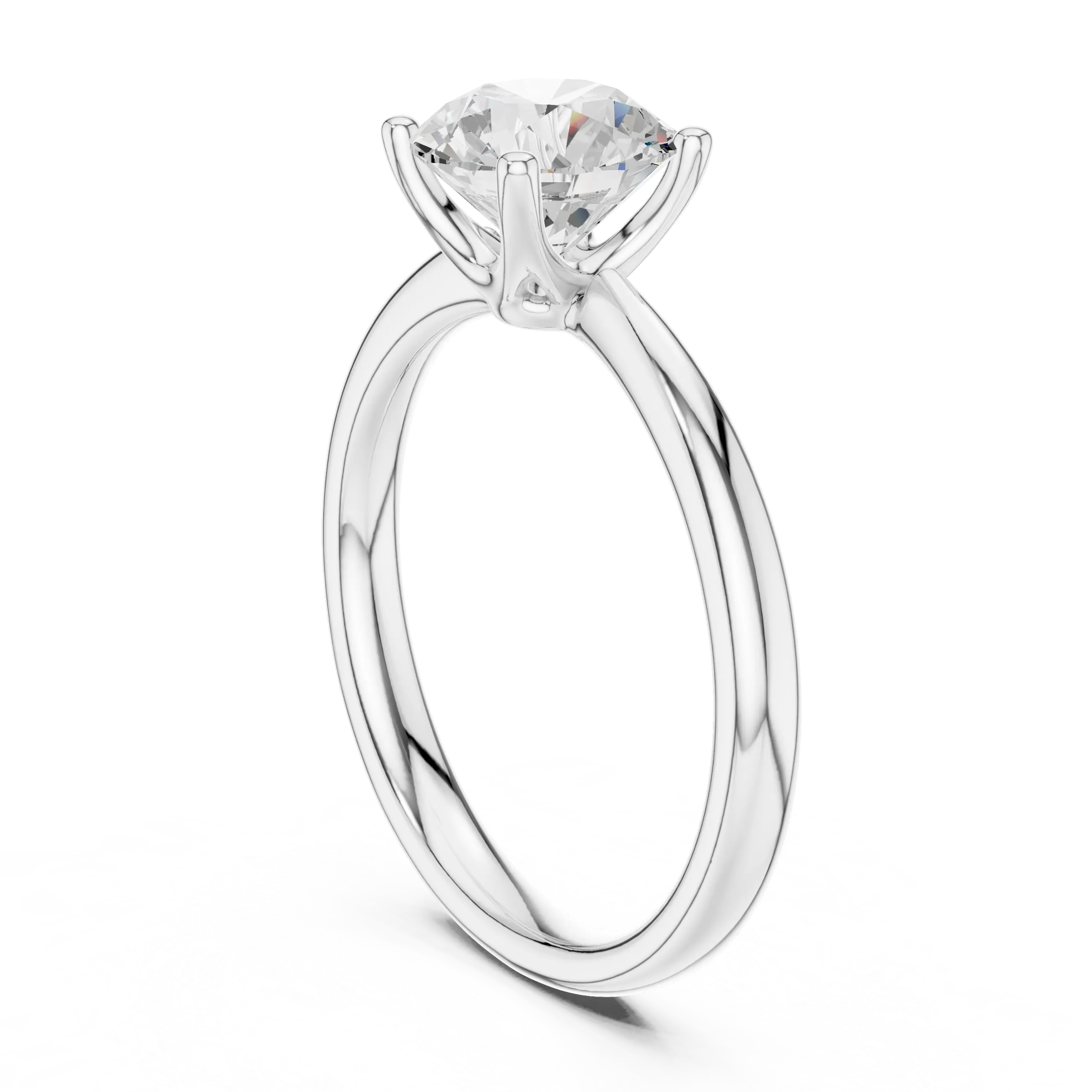 Round Brilliant Diamond Petal Solitaire Ring in 10k Yellow Gold