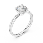 Round Brilliant Diamond Petal Solitaire Ring in 10k Yellow Gold