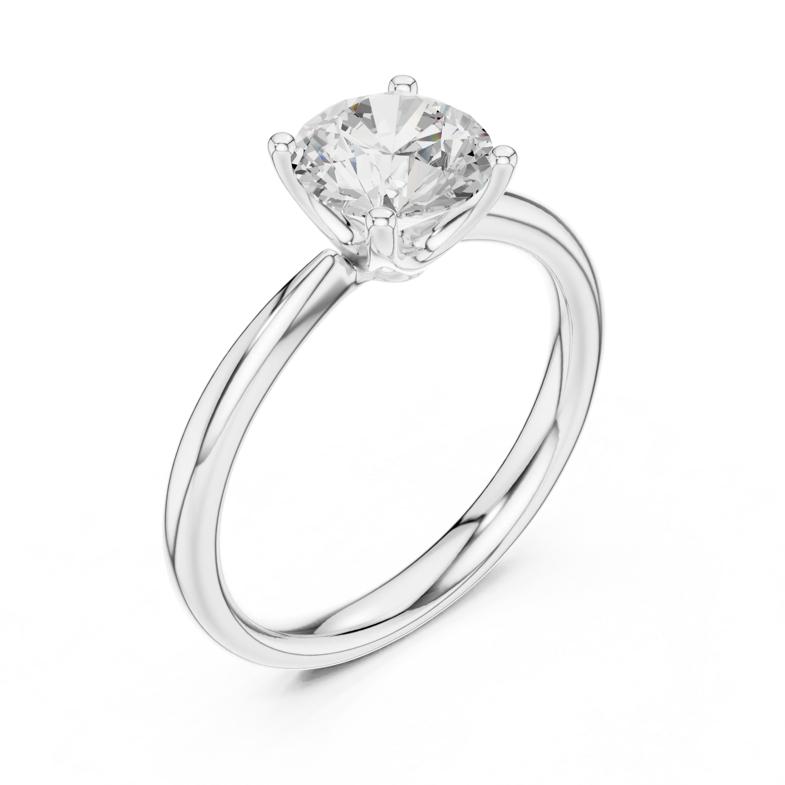 Round Brilliant Diamond Petal Solitaire Ring in 10k Yellow Gold