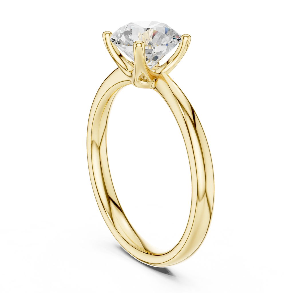 Round Brilliant Diamond Petal Solitaire Ring in 10k Yellow Gold