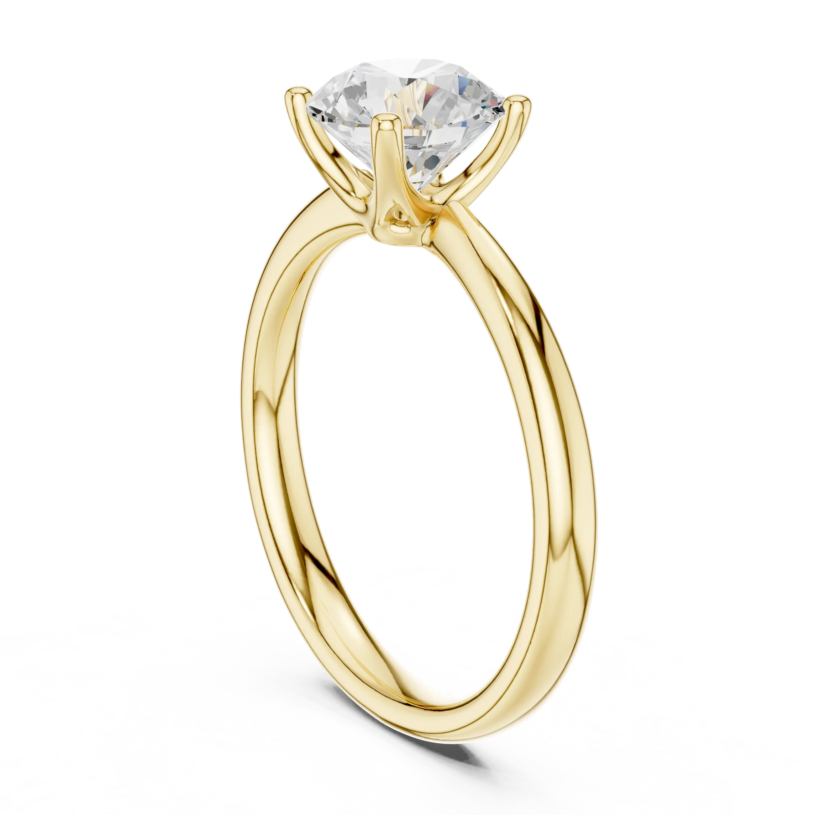 Round Brilliant Diamond Petal Solitaire Ring in 10k Yellow Gold