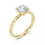 Round Brilliant Diamond Petal Solitaire Ring in 10k Yellow Gold