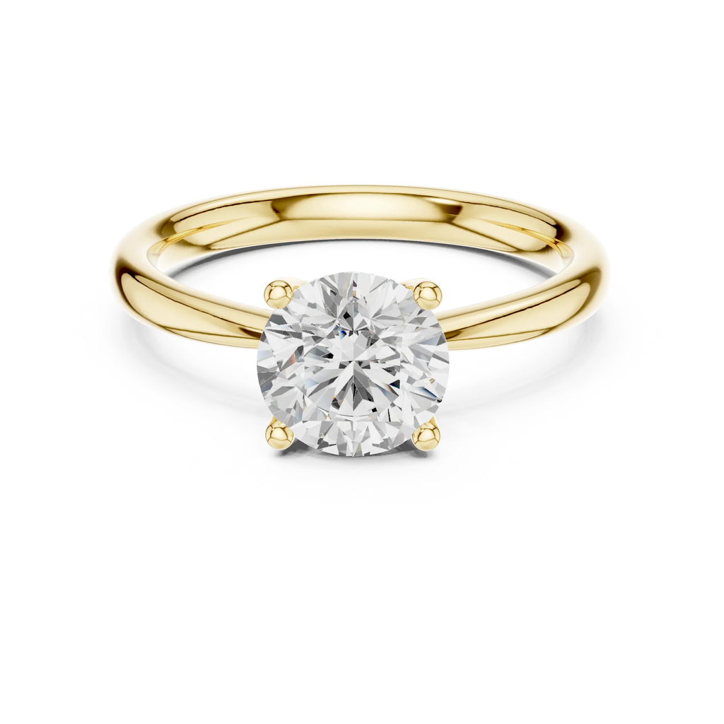 Round Brilliant Diamond Petal Solitaire Ring in 10k Yellow Gold