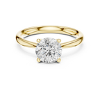 Round Brilliant Diamond Petal Solitaire Ring in 10k Yellow Gold