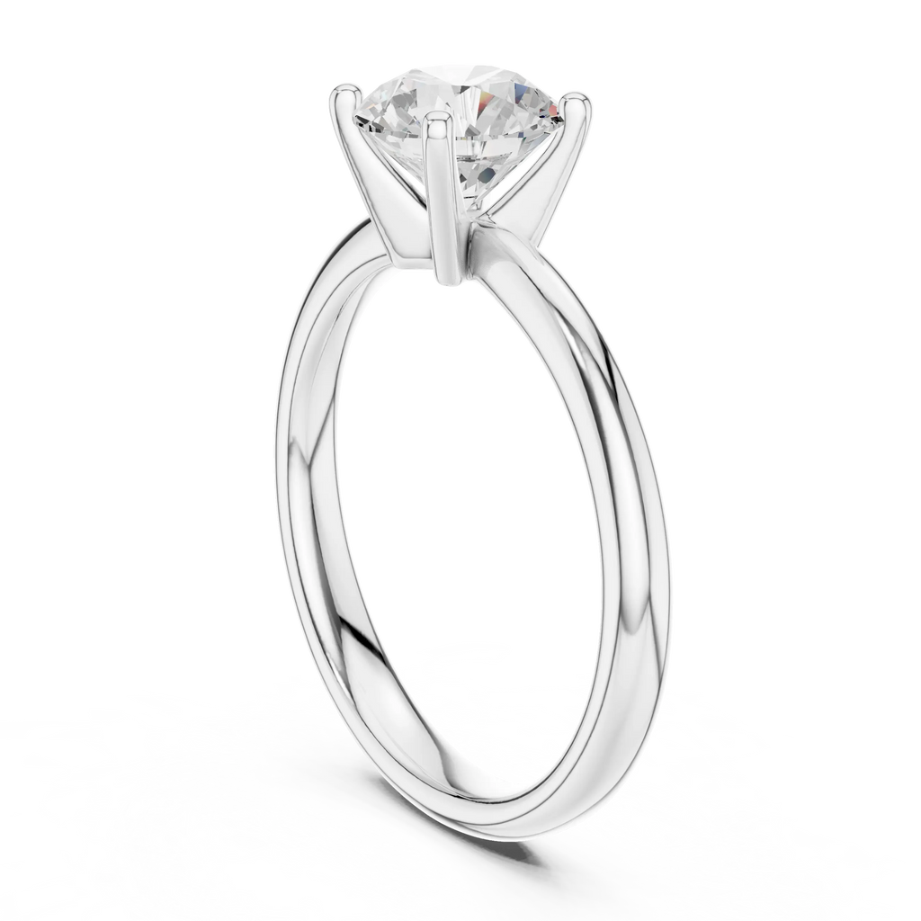 Round Brilliant Diamond Solitaire Engagement Ring in 14k White Gold