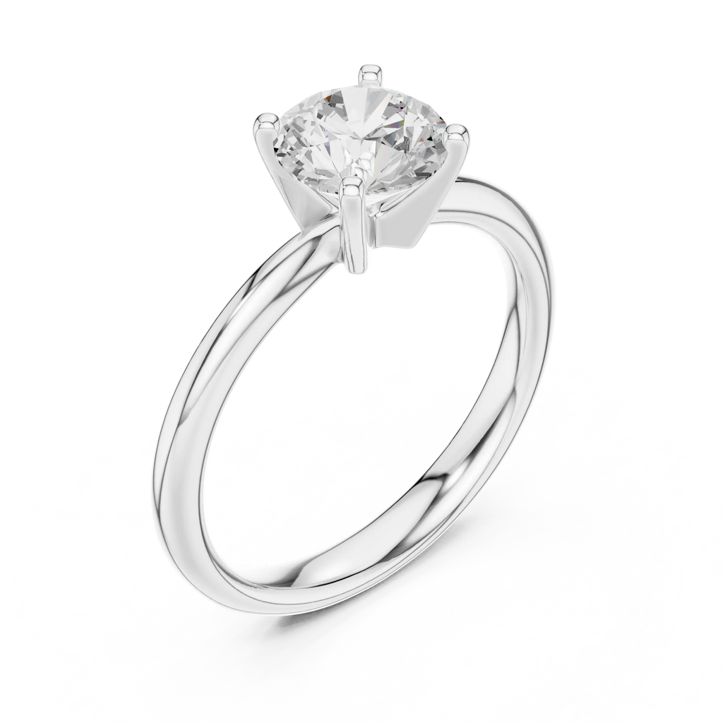 Round Brilliant Diamond Solitaire Engagement Ring in 14k White Gold
