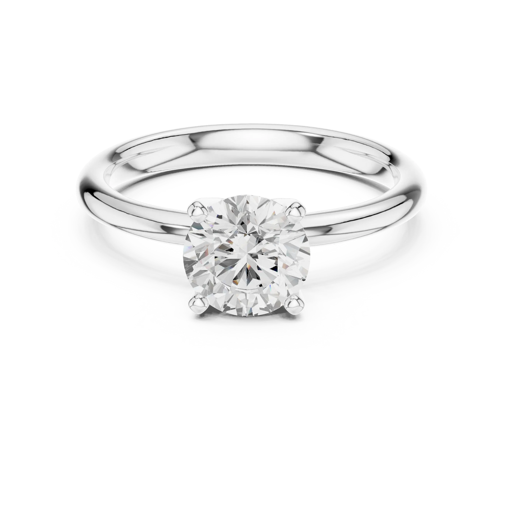 Round Brilliant Diamond Solitaire Engagement Ring in 14k White Gold