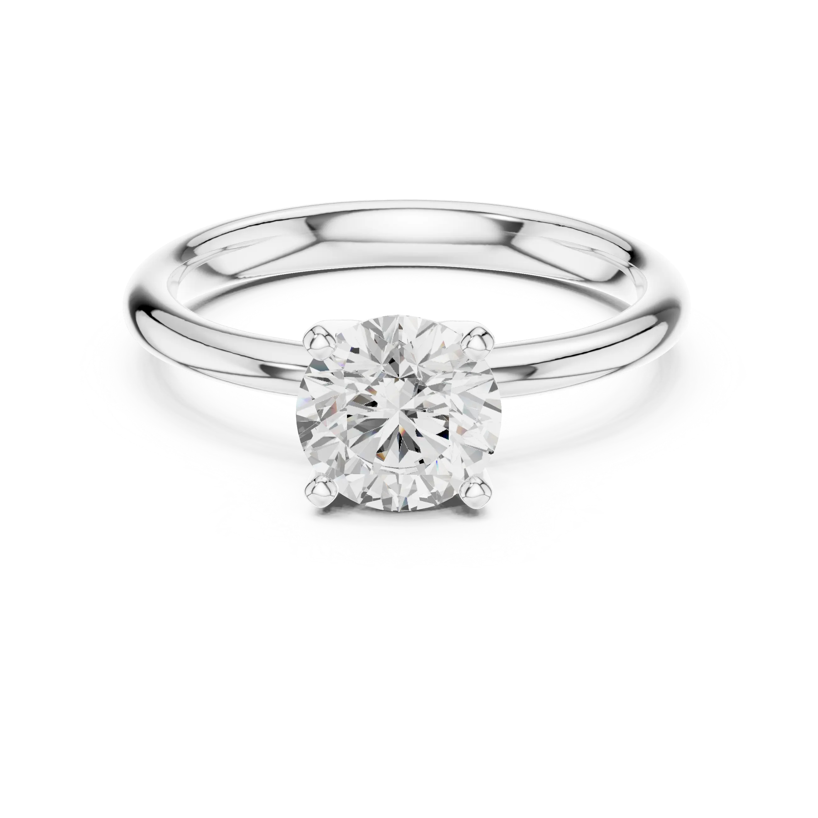 Round Brilliant Diamond Solitaire Engagement Ring in 14k White Gold