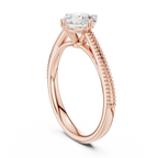 Round Diamond Milgrain-Beaded Engagement Ring in 18k Yellow Gold