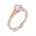 Round Diamond Milgrain-Beaded Engagement Ring in 18k Yellow Gold