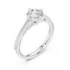 Round Diamond Milgrain-Beaded Engagement Ring in 18k Yellow Gold