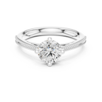 Round Diamond Milgrain-Beaded Engagement Ring in 18k Yellow Gold
