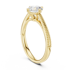 Round Diamond Milgrain-Beaded Engagement Ring in 18k Yellow Gold