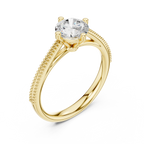 Round Diamond Milgrain-Beaded Engagement Ring in 18k Yellow Gold