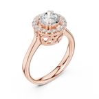 Round Diamond Scalloped Halo Ring with Celtic Filigree in 14k White Gold