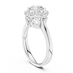 Round Diamond Scalloped Halo Ring with Celtic Filigree in 14k White Gold