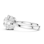 Round Diamond Scalloped Halo Ring with Celtic Filigree in 14k White Gold