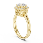 Round Diamond Scalloped Halo Ring with Celtic Filigree in 14k White Gold