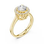 Round Diamond Scalloped Halo Ring with Celtic Filigree in 14k White Gold