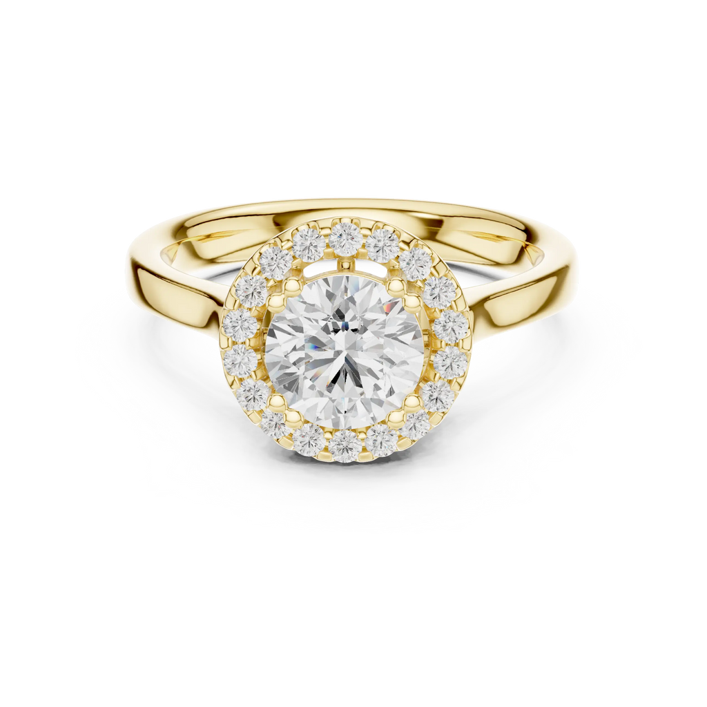 Round Diamond Scalloped Halo Ring with Celtic Filigree in 14k White Gold