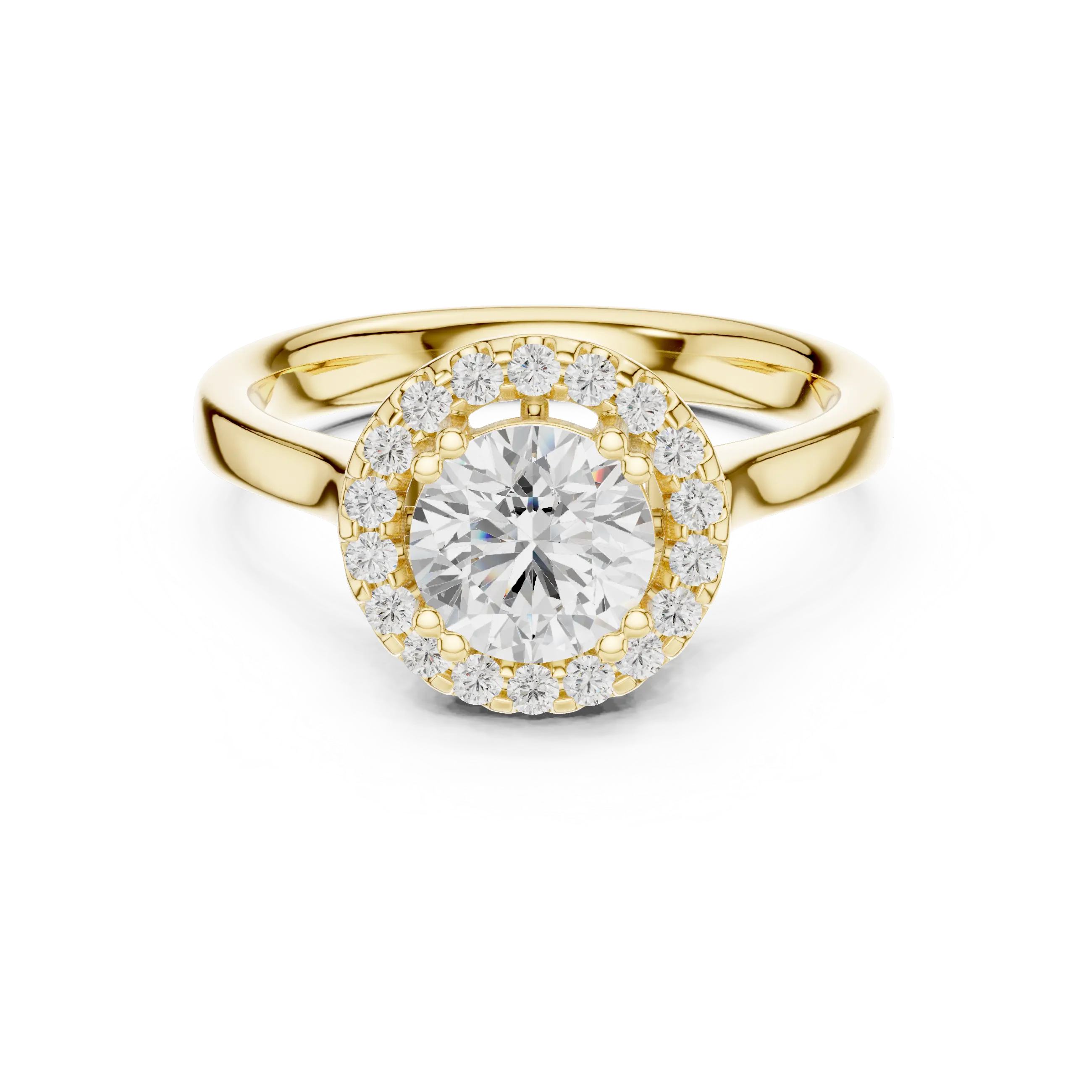 Round Diamond Scalloped Halo Ring with Celtic Filigree in 14k White Gold