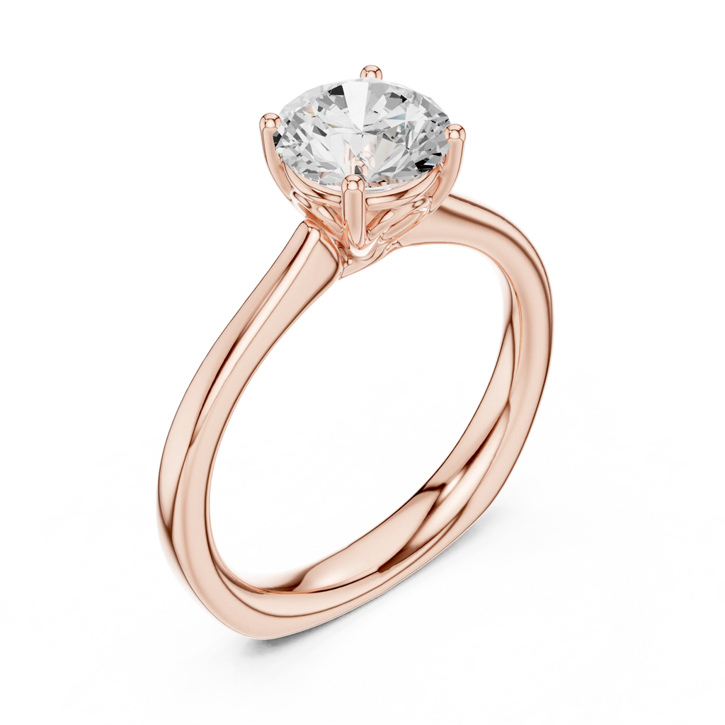 Round Brilliant Diamond Tulip Petal Solitaire Ring in 10k Rose Gold