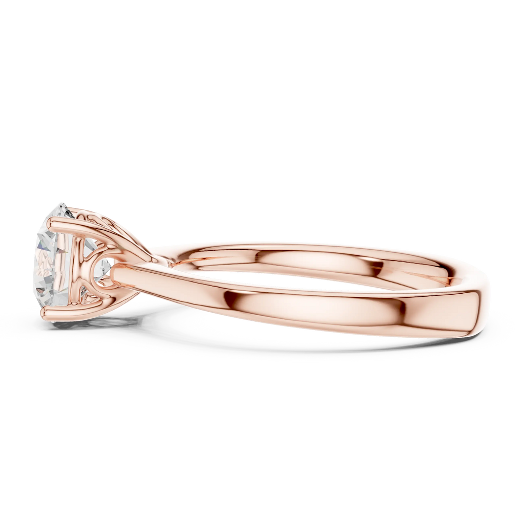 Round Brilliant Diamond Tulip Petal Solitaire Ring in 10k Rose Gold