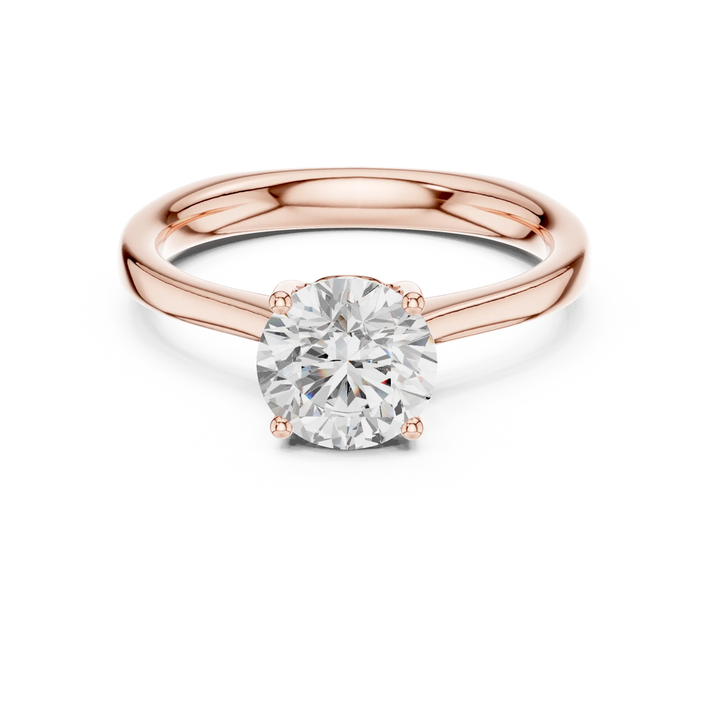 Round Brilliant Diamond Tulip Petal Solitaire Ring in 10k Rose Gold