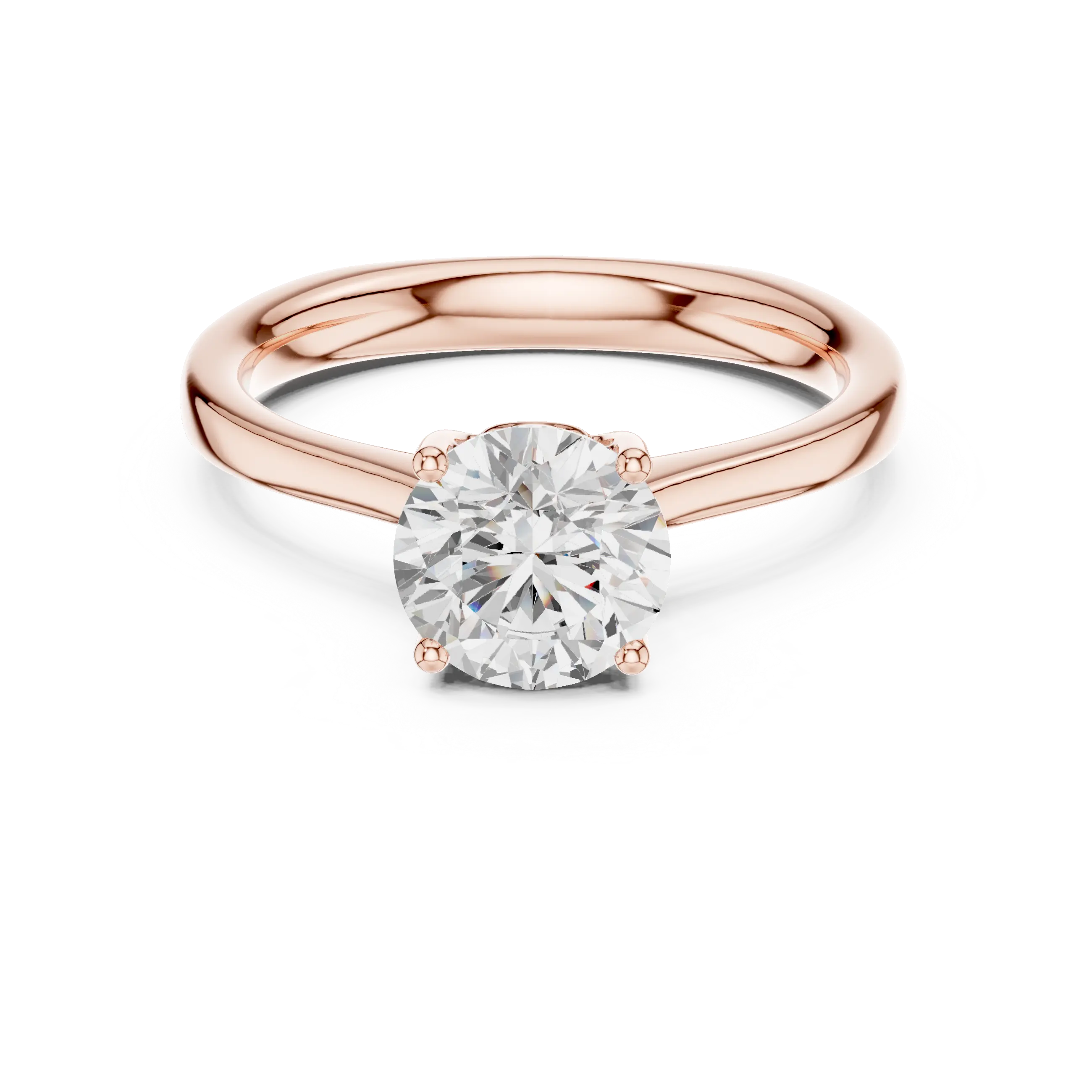 Round Brilliant Diamond Tulip Petal Solitaire Ring in 10k Rose Gold