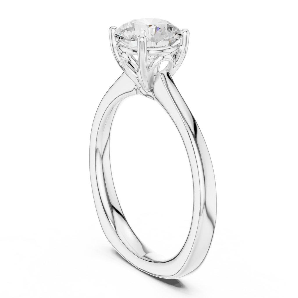 Round Brilliant Diamond Tulip Petal Solitaire Ring in 10k Rose Gold