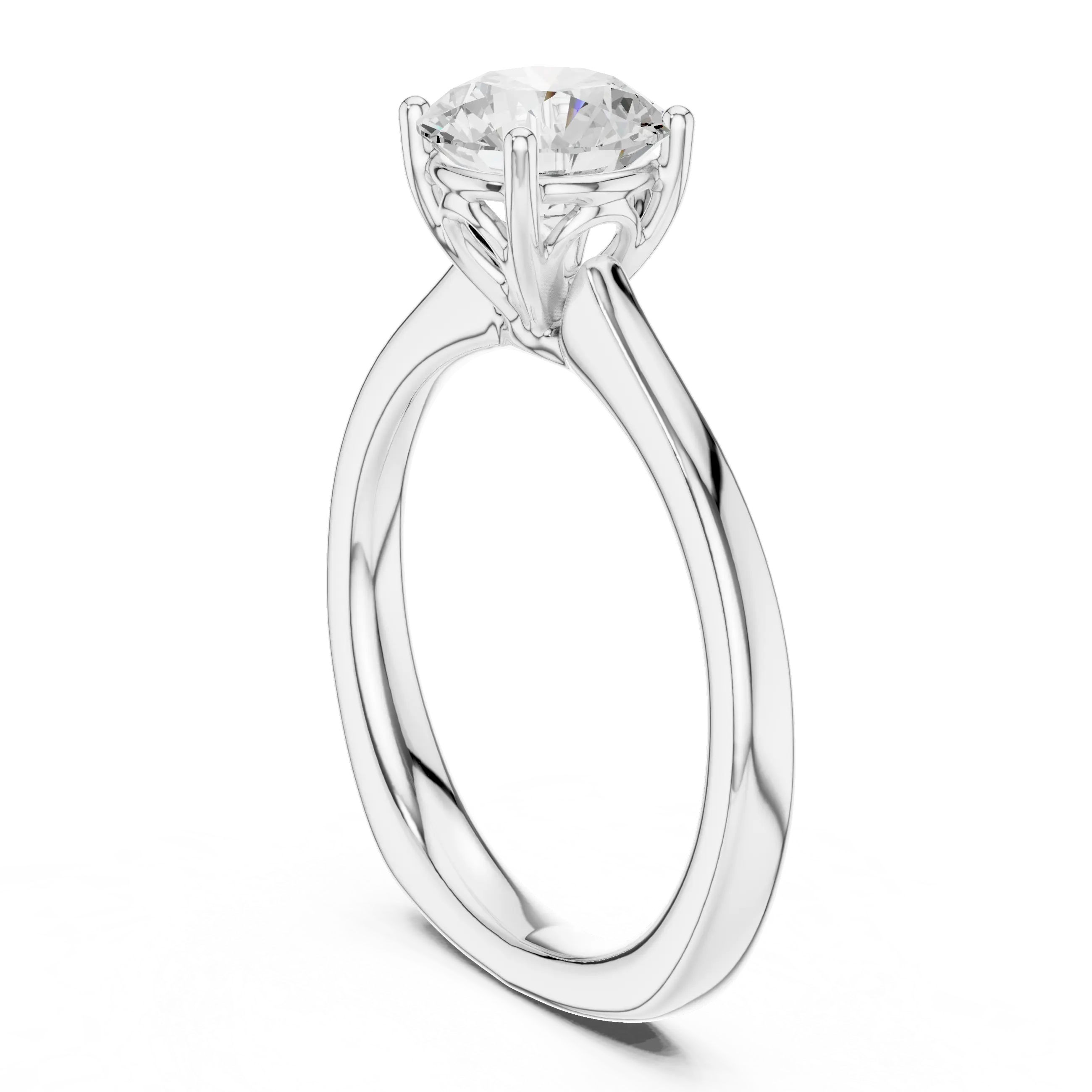 Round Brilliant Diamond Tulip Petal Solitaire Ring in 10k Rose Gold