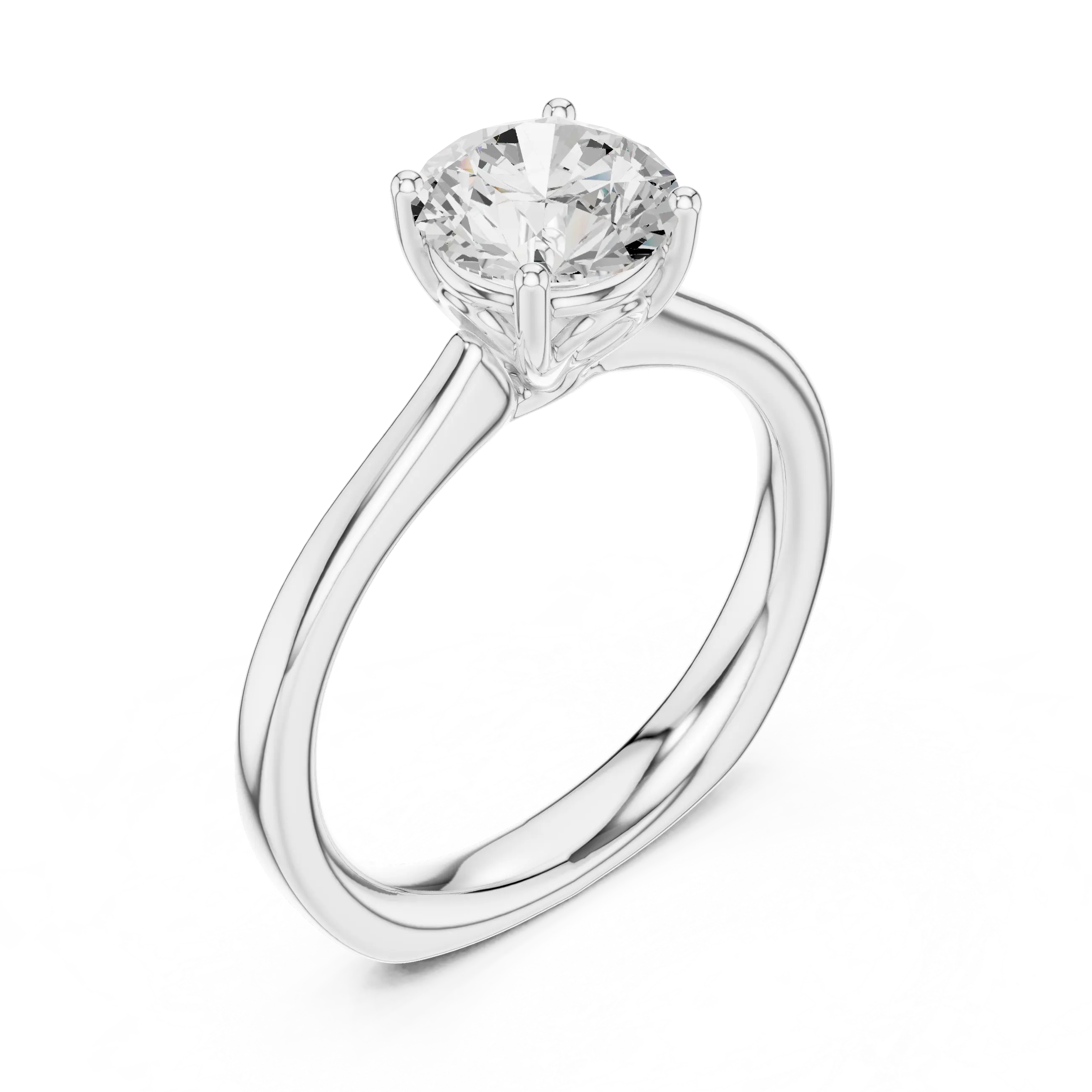 Round Brilliant Diamond Tulip Petal Solitaire Ring in 10k Rose Gold