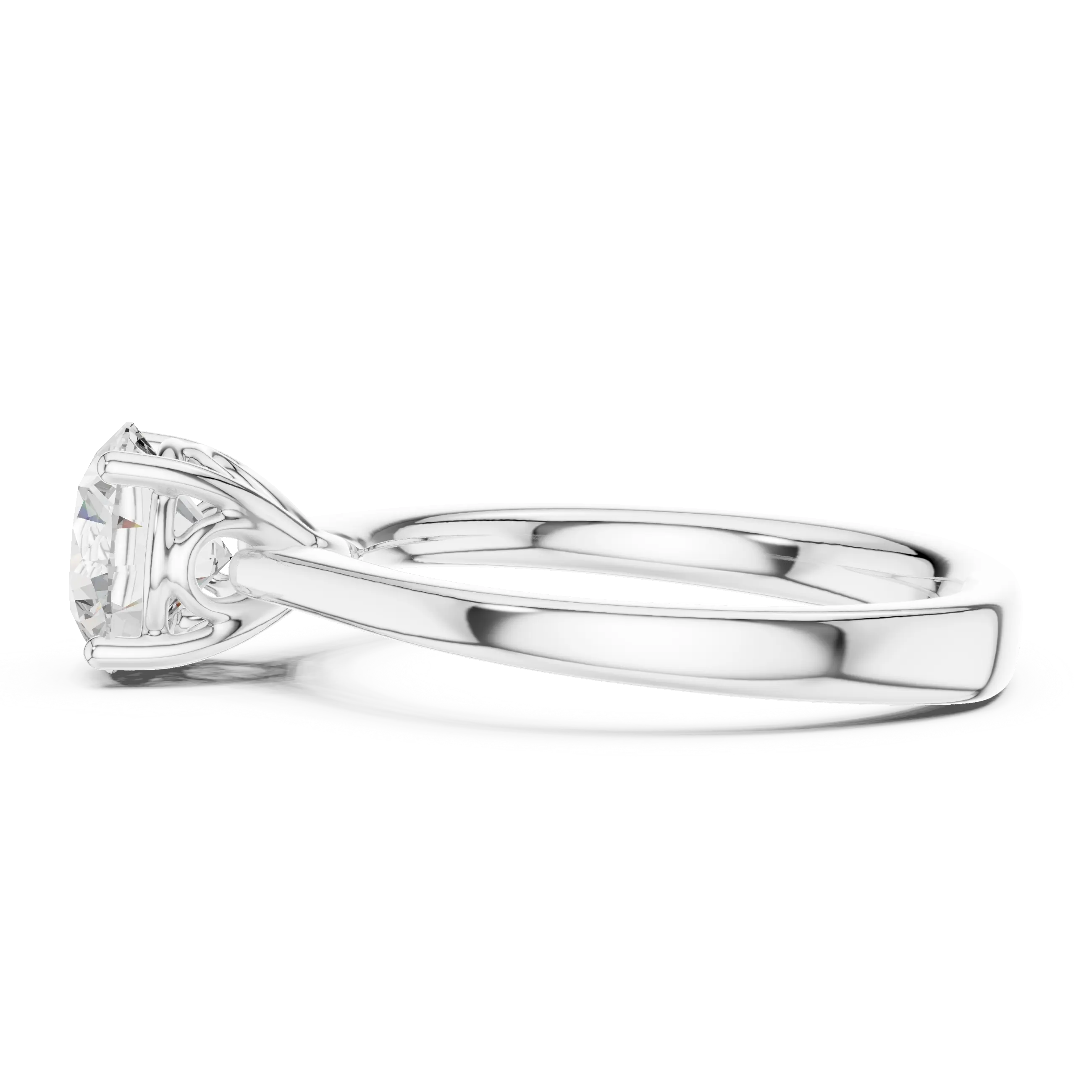 Round Brilliant Diamond Tulip Petal Solitaire Ring in 10k Rose Gold