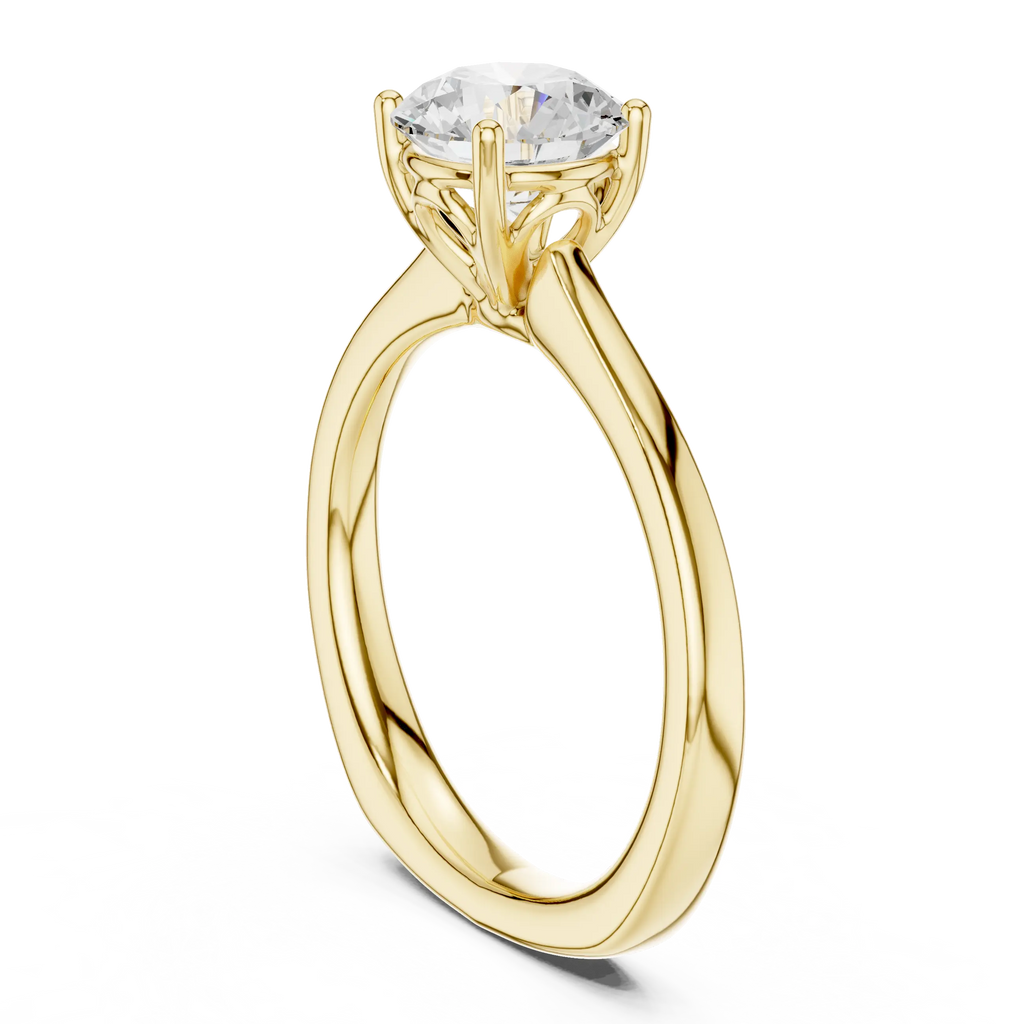 Round Brilliant Diamond Tulip Petal Solitaire Ring in 10k Rose Gold