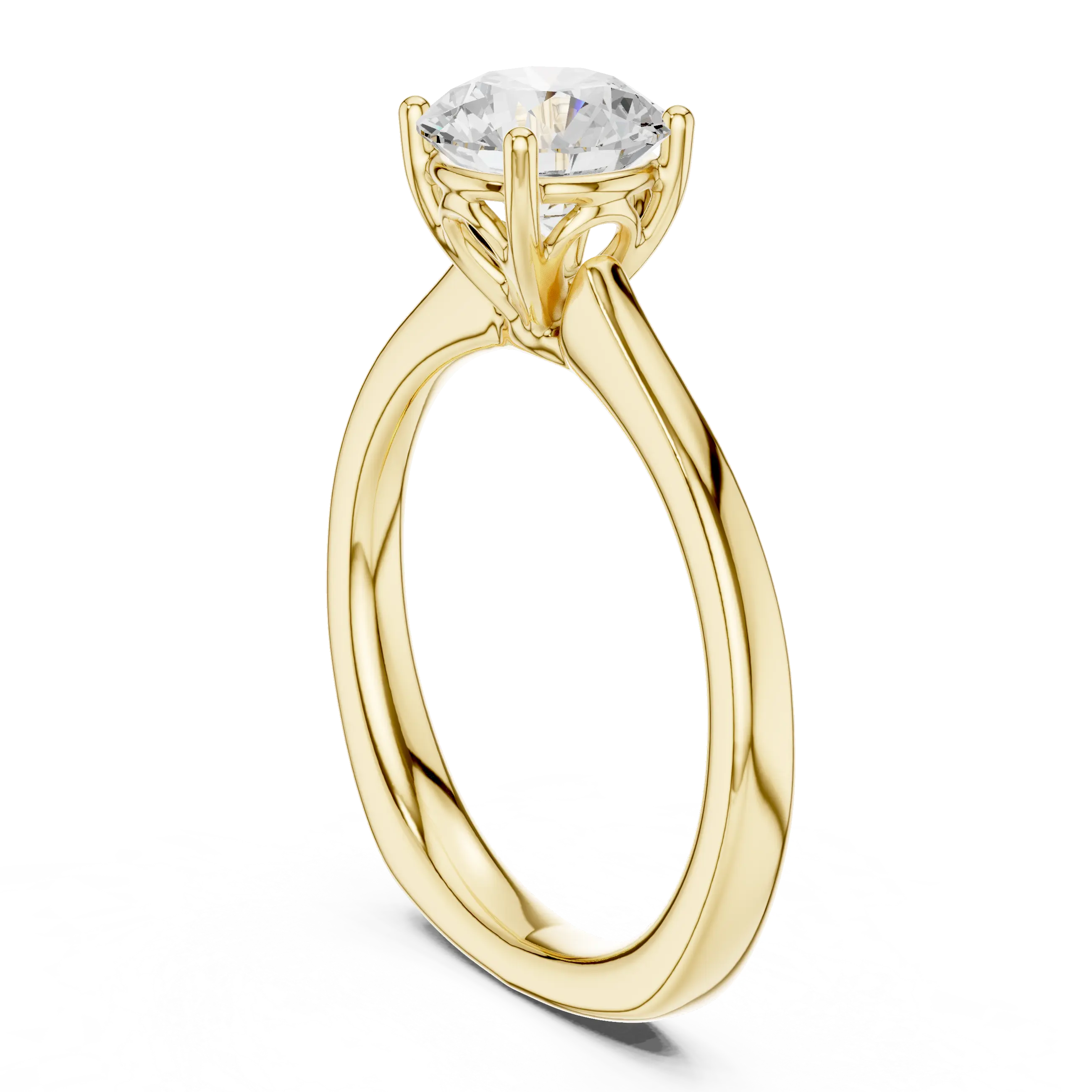Round Brilliant Diamond Tulip Petal Solitaire Ring in 10k Rose Gold