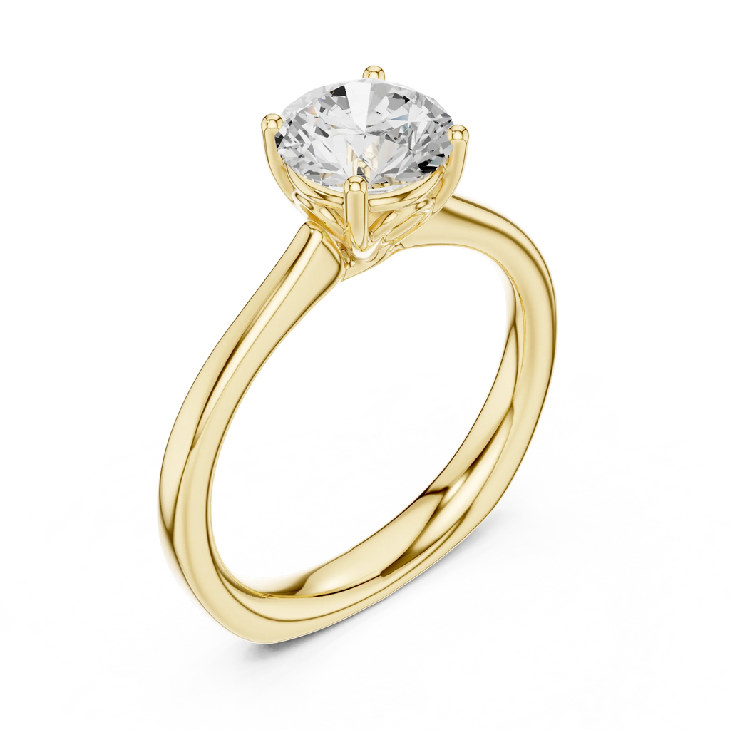 Round Brilliant Diamond Tulip Petal Solitaire Ring in 10k Rose Gold