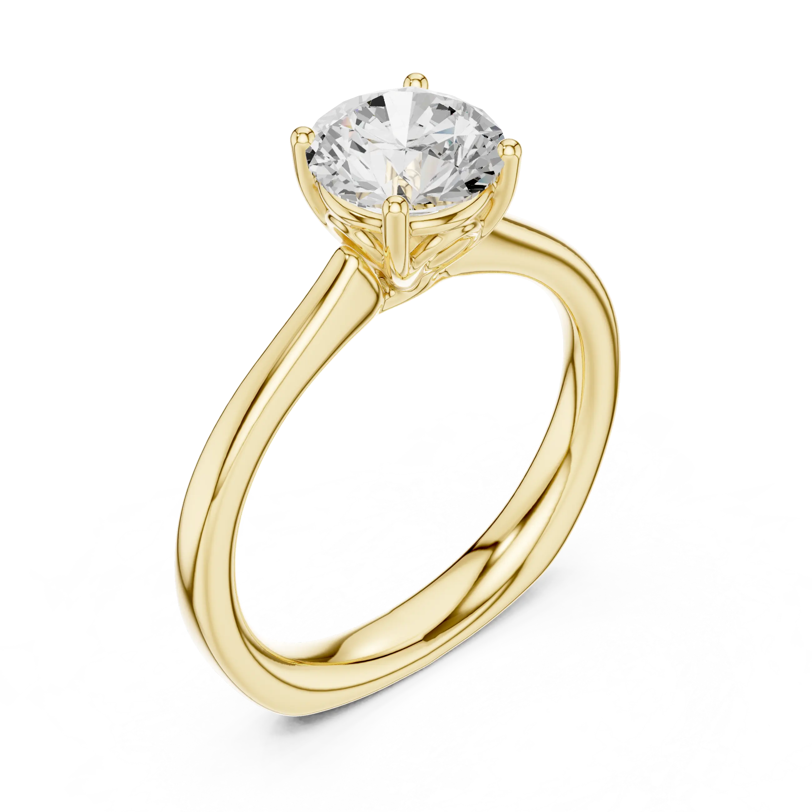 Round Brilliant Diamond Tulip Petal Solitaire Ring in 10k Rose Gold