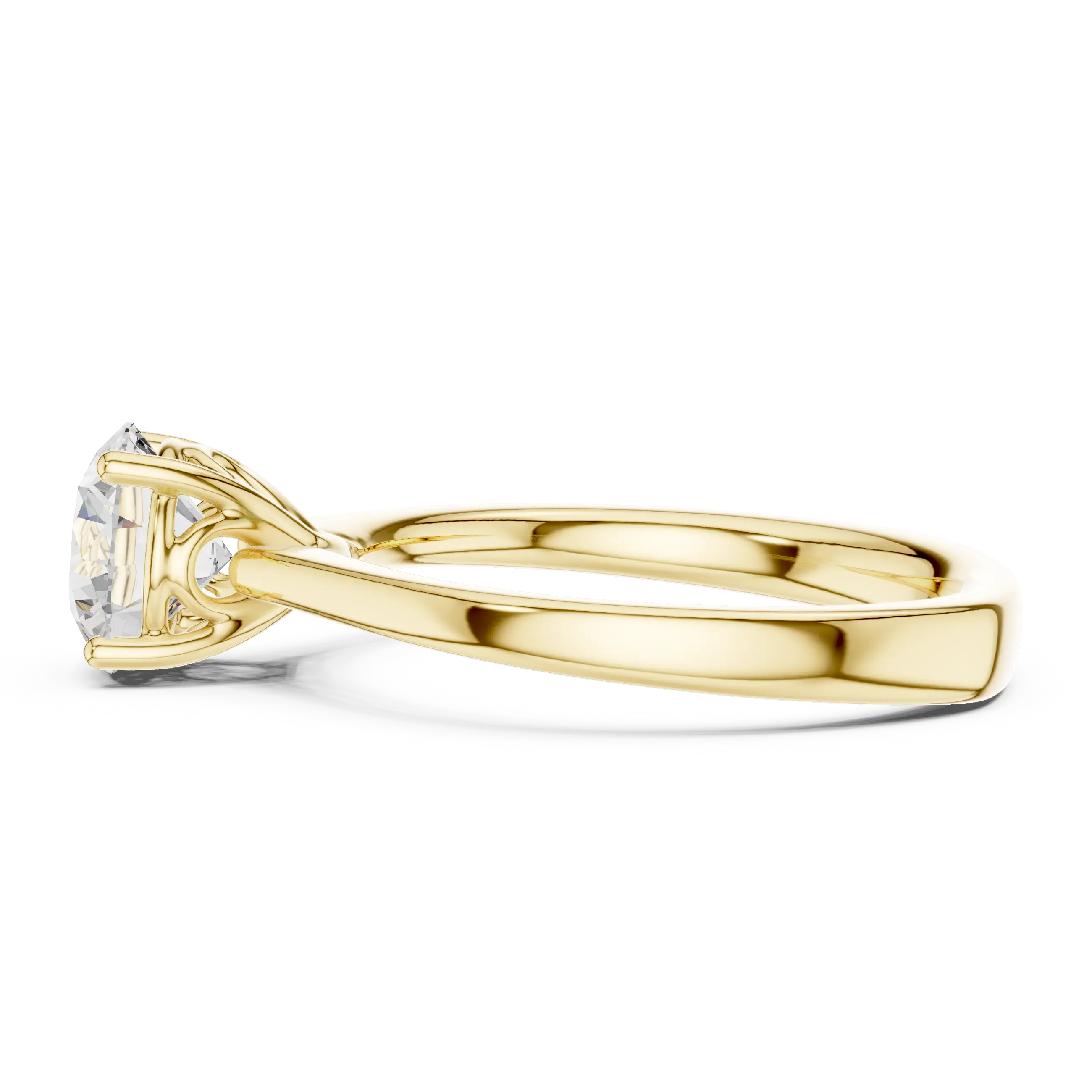 Round Brilliant Diamond Tulip Petal Solitaire Ring in 10k Rose Gold