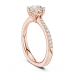 Round Diamond Hidden Halo Pavé Engagement Ring in 18k White Gold