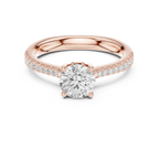 Round Diamond Hidden Halo Pavé Engagement Ring in 18k White Gold