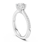 Round Diamond Hidden Halo Pavé Engagement Ring in 18k White Gold