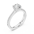 Round Diamond Hidden Halo Pavé Engagement Ring in 18k White Gold