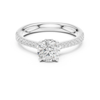Round Diamond Hidden Halo Pavé Engagement Ring in 18k White Gold