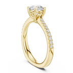 Round Diamond Hidden Halo Pavé Engagement Ring in 18k White Gold