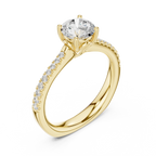 Round Diamond Hidden Halo Pavé Engagement Ring in 18k White Gold