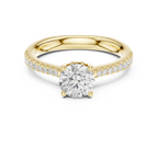 Round Diamond Hidden Halo Pavé Engagement Ring in 18k White Gold