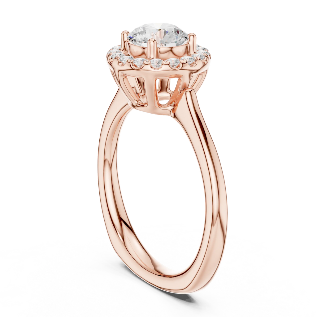 Round Brilliant Diamond Halo Engagement Ring in 14k Yellow Gold